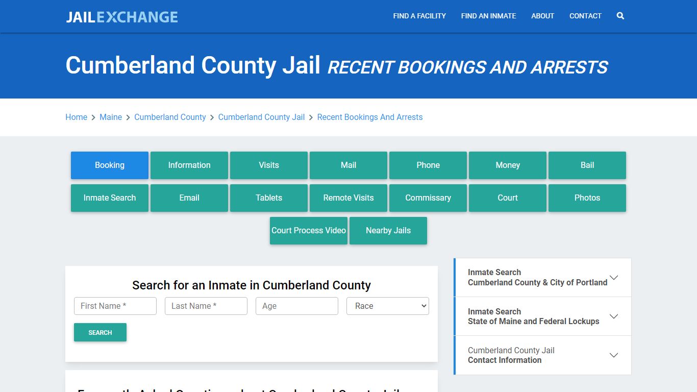 Cumberland County Jail Recent Bookings And Arrests - Jail Exchange